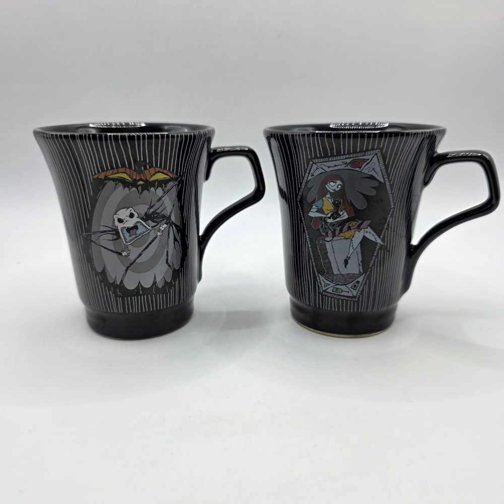 NECA Nightmare Before Christmas Jack & Sally Pinstripe Ceramic Mug Set of 2